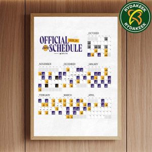 The official NBA schedule of Los Angeles Lakers 2025 Home Decor Poster Canvas
