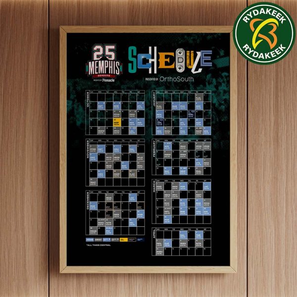 The official NBA schedule of Memphis Grizzlies 2025 Home Decor Poster Canvas