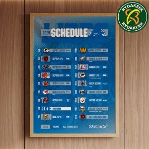 The official NFL schedule of Detroit Lions 2025 Home Decor Poster Canvas