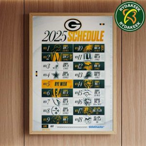 The official NFL schedule of Green Bay Packers 2025 Home Decor Poster Canvas