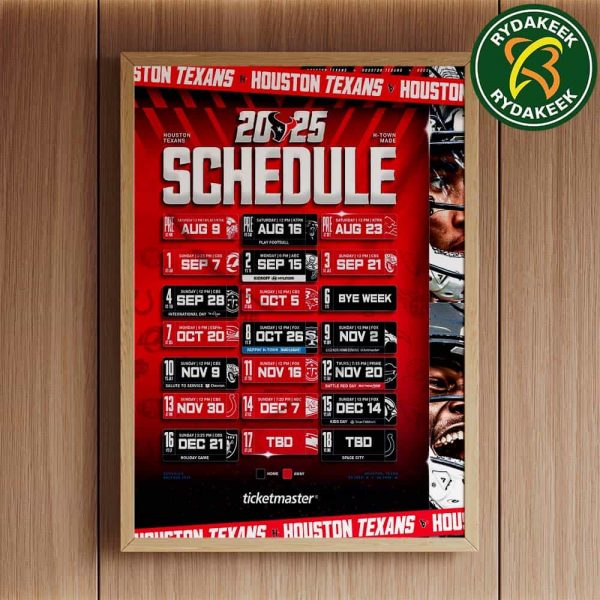 The official NFL schedule of Houston Texans 2025 Home Decor Poster Canvas