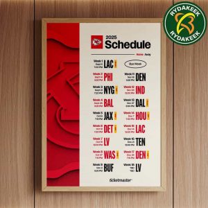 The official NFL schedule of Kansas City Chiefs 2025 Home Decor Poster Canvas