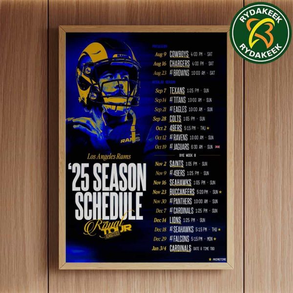 The official NFL schedule of Los Angeles Rams 2025 Home Decor Poster Canvas