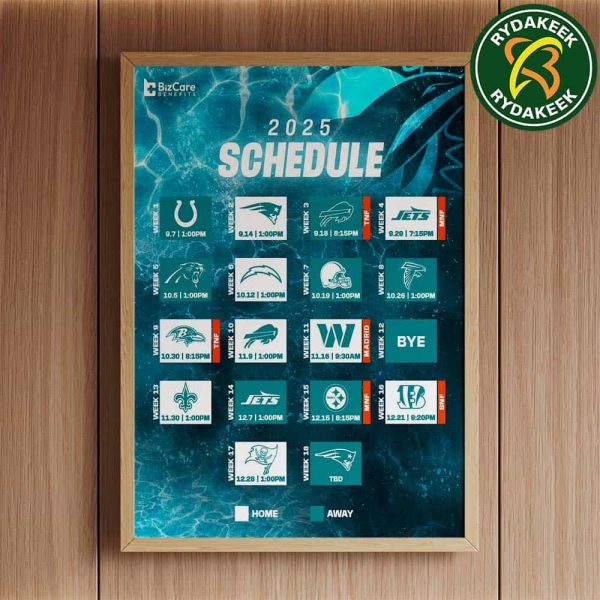 The official NFL schedule of Miami Dolphins 2025 Home Decor Poster Canvas