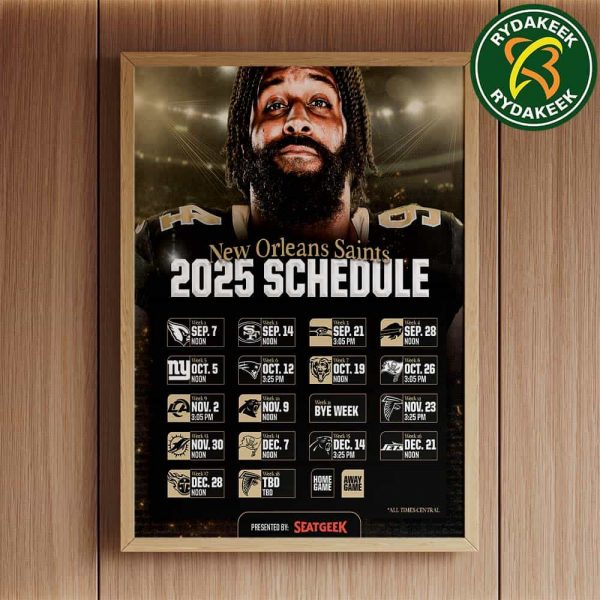 The official NFL schedule of New Orleans Saints 2025 Home Decor Poster Canvas