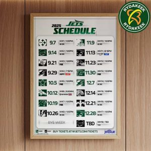 The official NFL schedule of New York Jets 2025 Home Decor Poster Canvas