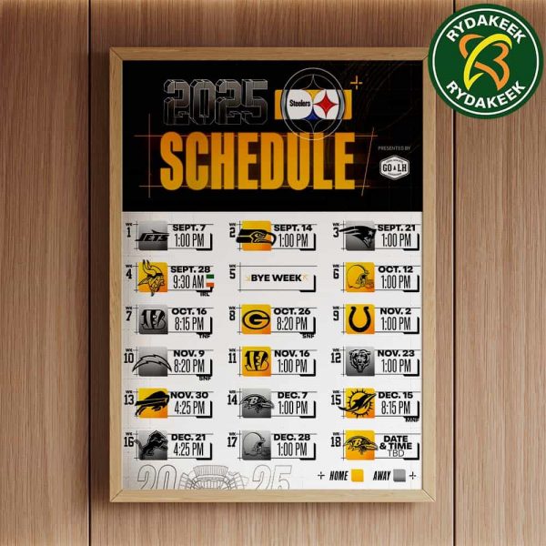 The official NFL schedule of Pittsburgh Steelers 2025 Home Decor Poster Canvas