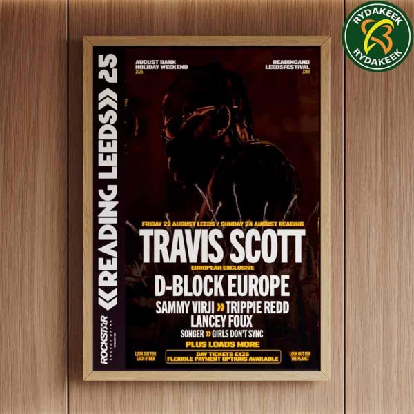 Travis Scott Live At Reading Leeds Festival 2025 August 22-24 European Exclusive Set At Richfield Avenue Poster Canvas
