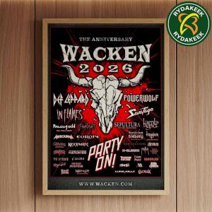 Wacken Open Air Festival 2026 The 35 years anniversary Full Line Up Home Decor Poster Canvas
