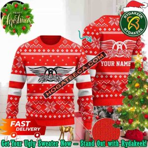 Aerosmith Rock Band Red Color Custom Name Ugly Christmas Sweater Chirstmas Gifts 2025 Xmas For Family And Friends Ugly Sweater