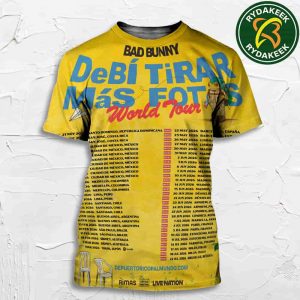 Bad Bunny DeBI TiRAR MaS FOToS World Tour World Tour Dates List 2025-2026 All Over Print T-Shirt