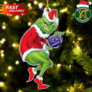Baltimore Ravens X Grinch NFL Christmas Tree Decorations Ornament