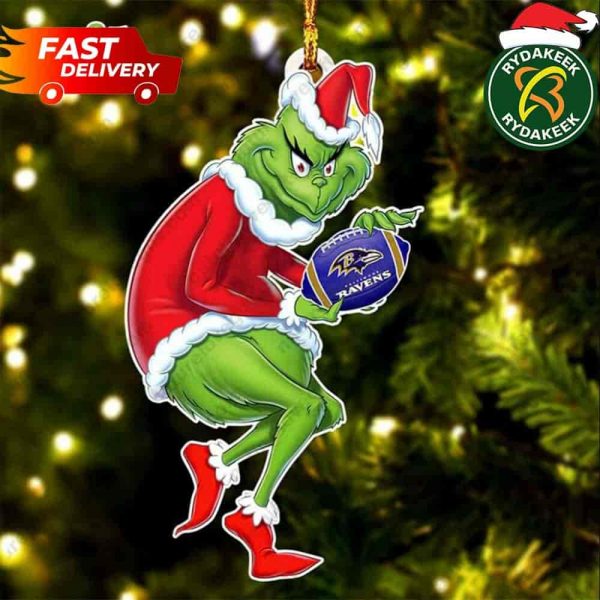 Baltimore Ravens X Grinch NFL Christmas Tree Decorations Ornament