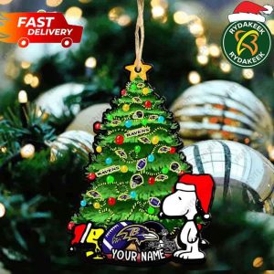 Baltimore Ravens X Snoopy NFL Christmas Tree Decorations Ornament
