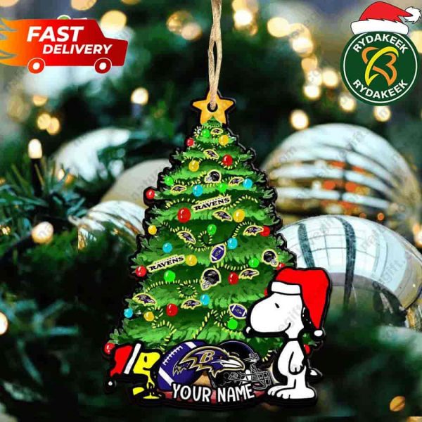 Baltimore Ravens X Snoopy NFL Christmas Tree Decorations Ornament