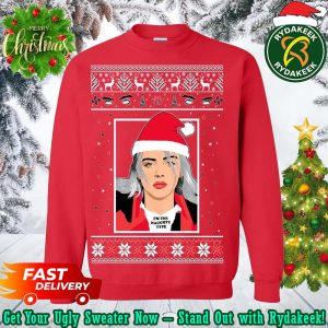 Billie Eilish Red Chirstmas Gifts Xmas For Family And Friends Ugly Sweater