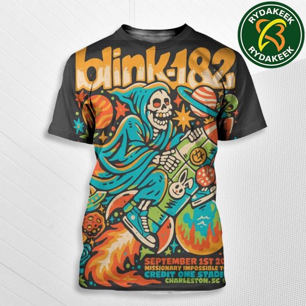 Blink 182 Missionary Impossible 2025 Tour In Charleston SC, USA At The Credit One Stadium On September 1 All Over Print Shirt