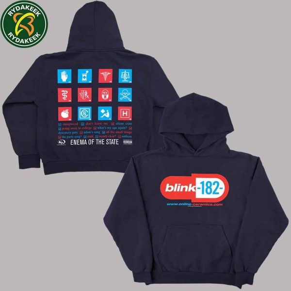 Blink-182 Missionary Impossible Tour 2025 Enema Of The State Merchandise Pull Over Hoodie Shirt