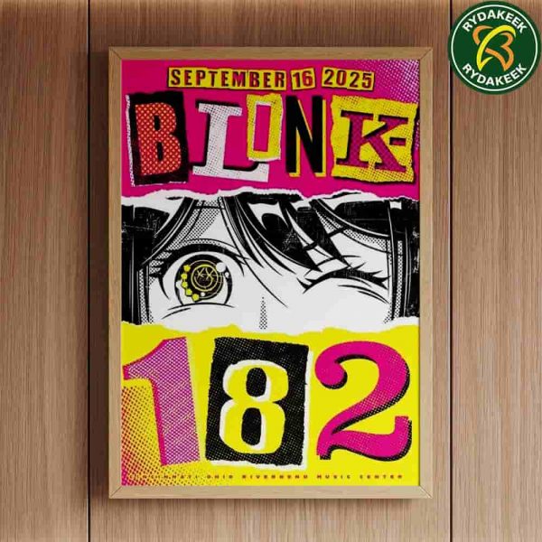 Blink-182 Poster For Show In Cincinnati At Riverbend Music Center On September 16 2025 Poster Canvas