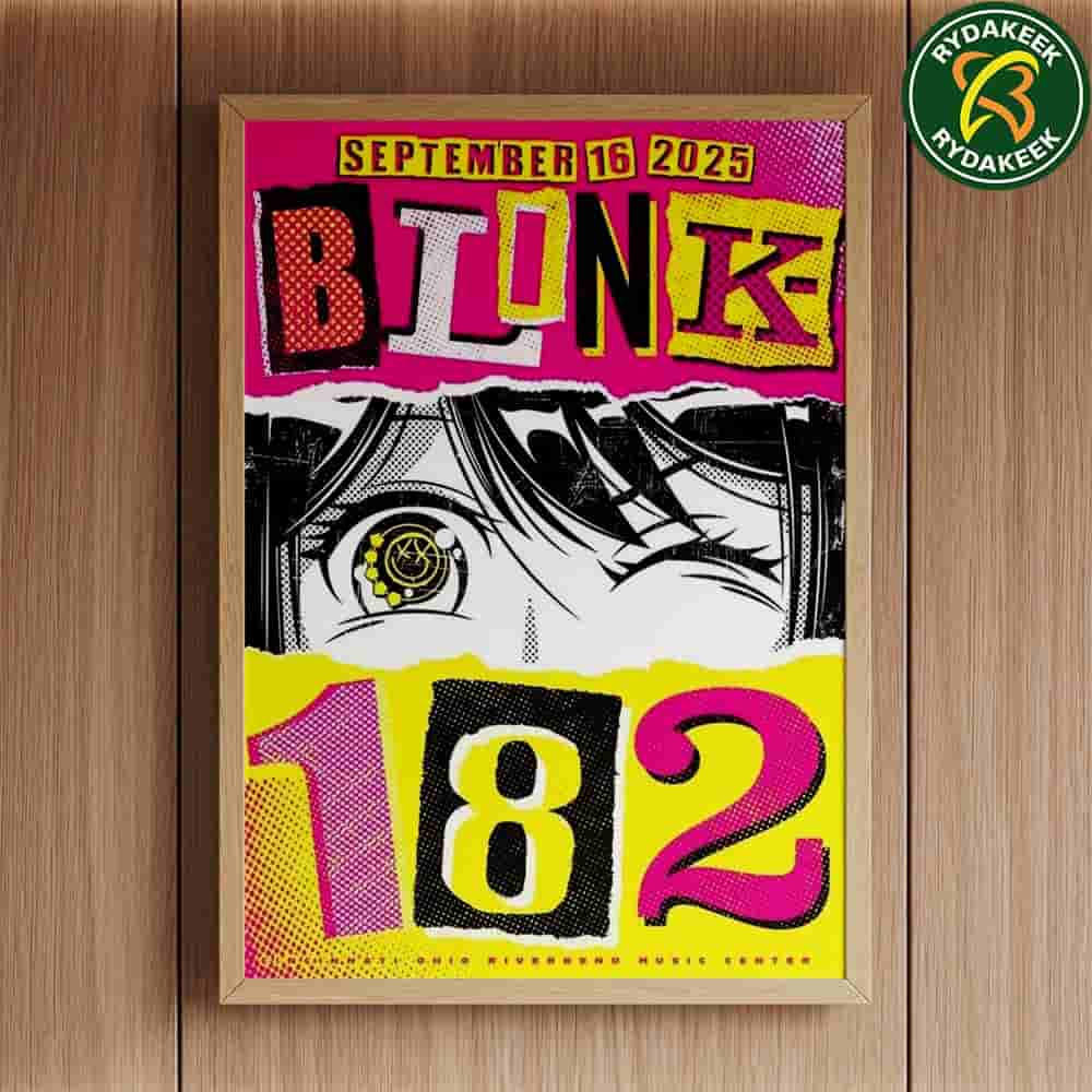 Blink-182 Poster For Show In Cincinnati At Riverbend Music Center On September 16 2025 Poster Canvas