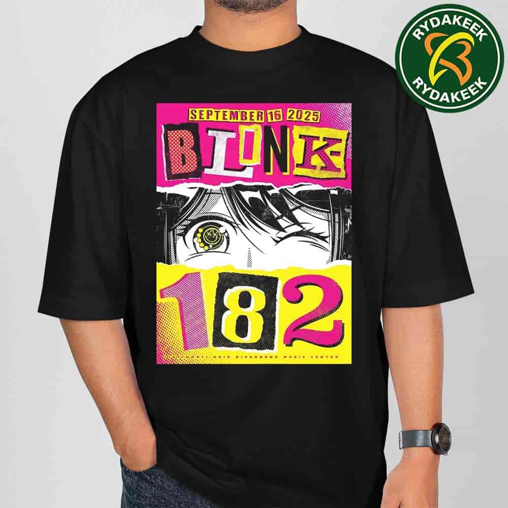 Blink-182 Poster For Show In Cincinnati At Riverbend Music Center On September 16 2025 T-Shirt