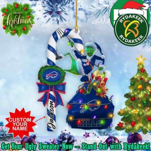 Buffalo Bills NFL Custom Name Tree Decorations Grinch Candy Cane Xmas Gift Ornament