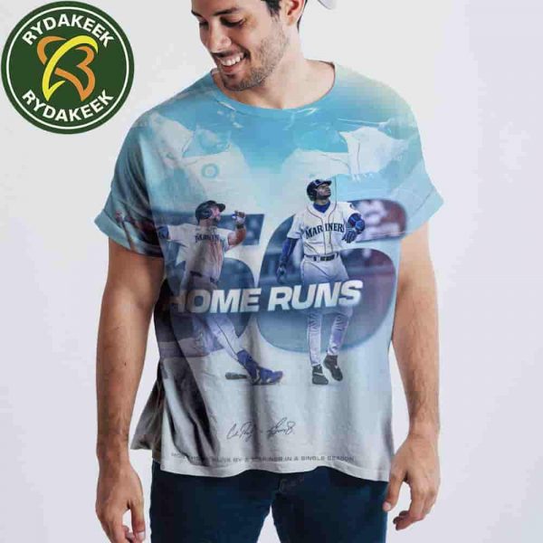 Cal Raleigh Home Run Tracker Mariners Slugger Hits 56 Homers Ties Ken Griffey Jr Franchise Record All Over Print Shirt