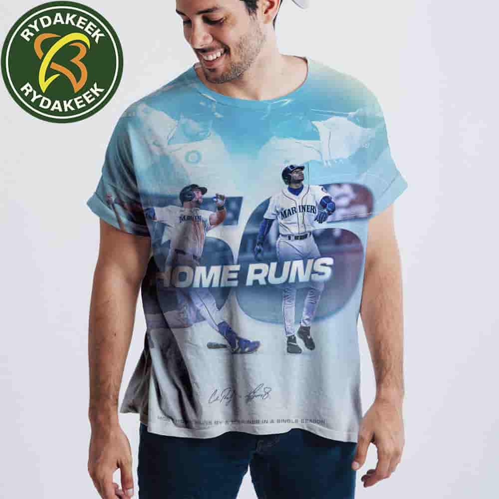 Cal Raleigh Home Run Tracker Mariners Slugger Hits 56 Homers Ties Ken Griffey Jr Franchise Record All Over Print Shirt