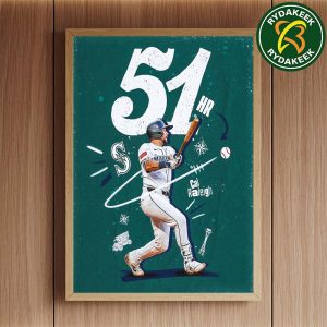 Cal Raleigh Seattle Mariners MLB Leading 51st Home Run 2025 Home Decor Poster Canvas