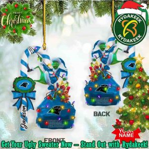 Carolina Panthers NFL Custom Name x Grinch Christmas Gift Xmas Tree Decorations Ornament Two Sides