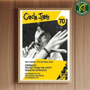 Circle Jerks Keith 70th Birthday Bash Shepard Fairey Poster Los Angeles September 19 2025 Hollywood Palladium Home Decor Poster Canvas