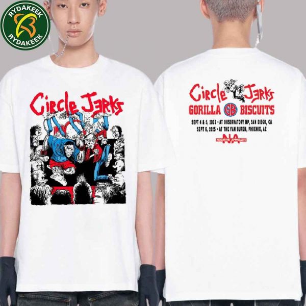 Circle Jerks X Gorilla Biscuits Merchandise Tee In San Diego CA On Sept 4-5 And Phoenix Az On Sept 6 Two Sided T-Shirt