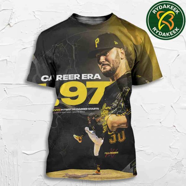 Congratulations Paul Skenes Pittsburgh Pirates Career Era 1.97 Lowest Ever In First 52 Career Starts All Over Print T-Shirt