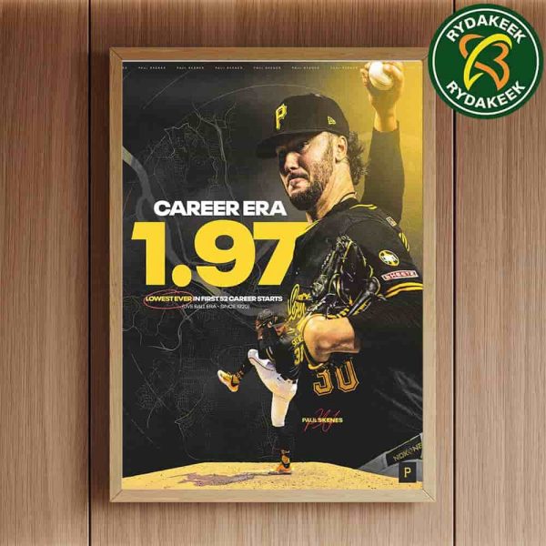 Congratulations Paul Skenes Pittsburgh Pirates Career Era 1.97 Lowest Ever In First 52 Career Starts Home Decor Poster Canvas