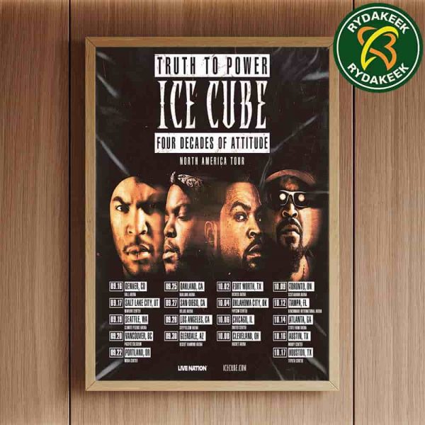 Ice Cube Truth To Power Four Decades Of Attitude North America Tour Dates List 2025 Home Decor Poster Canvas