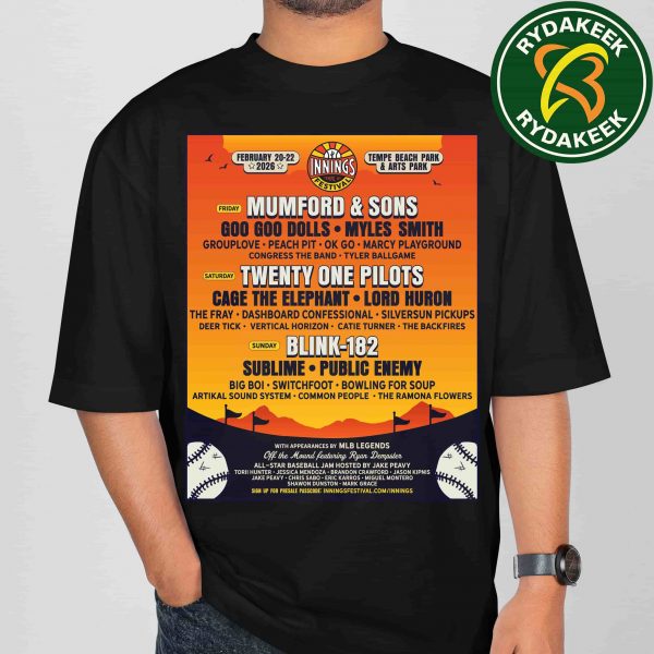 Innings Festival 2026 Full Lineup In Tempe Arizona On Feb 20-22 2026 At Tempe Beach Park And Arts Park Merchandise Unisex T-Shirt
