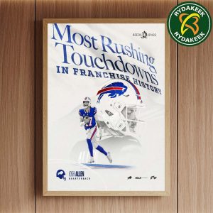 Josh Allen Buffalo Bills NFL Most Rushing Touchdowns In Franchise History 2025 Home Decor Poster Canvas