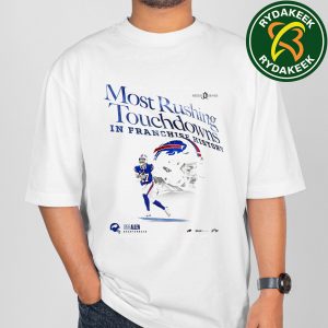 Josh Allen Buffalo Bills NFL Most Rushing Touchdowns In Franchise History 2025 T-Shirt