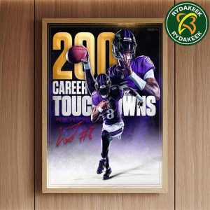 Lamar Jackson Baltimore Ravens NFL 2025 200 Career Touchdowns Home Decor Poster Canvas