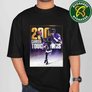 Lamar Jackson Baltimore Ravens NFL 2025 200 Career Touchdowns T-Shirt