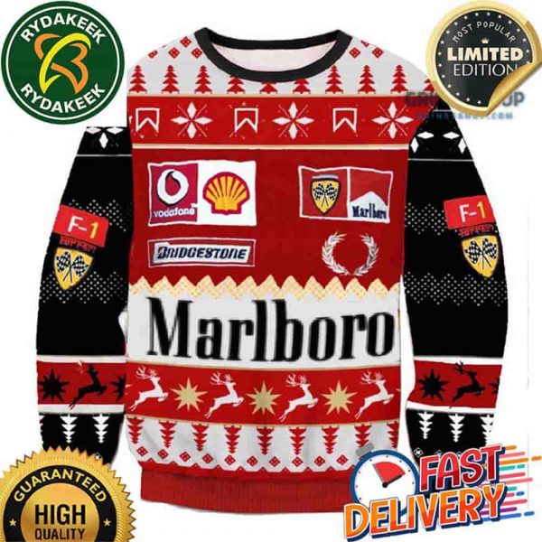 Marlboro Formula 1 Racing Collection 2025 Ugly Christmas Gift Sweater For Friend