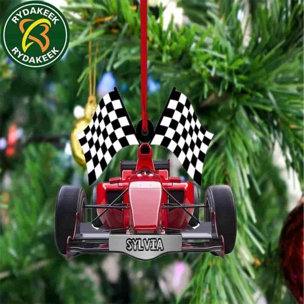 Personalized Racing Car F1 Christmas Formular Car Ornament Flat 2D F1 Car Tree Decoration Ornament Gift For Car Lover