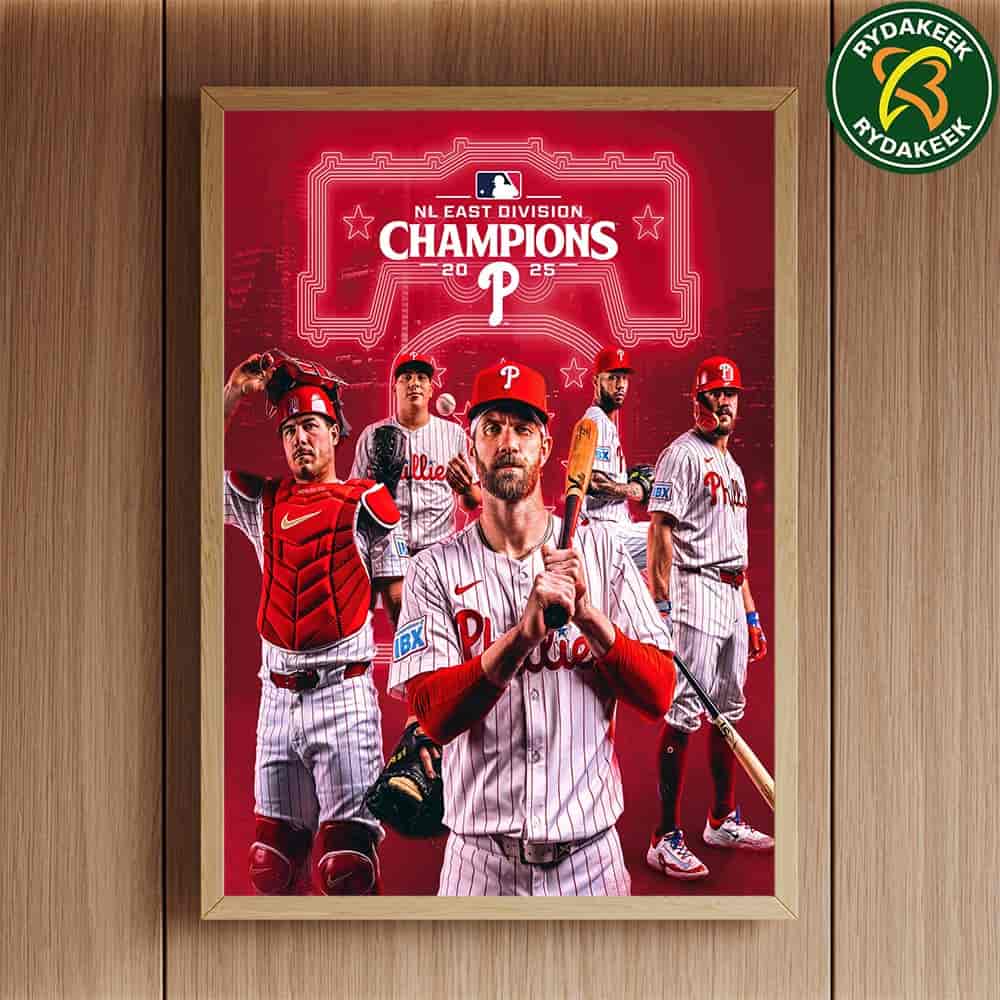 Philadelphia Phillies BACK-TO-BACK MLB NL EAST Division CHAMPIONS 2025 Home Decor Poster Canvas