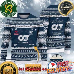 Scuderia AlphaTauri F1 Racing Team Custom Name Ugly Christmas Sweater For Holiday 2025 Xmas Gifts