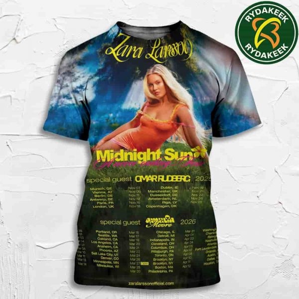 Zara Larsson Midnight Sun Tour Dates List 2025-2026 All Over Print T-Shirt
