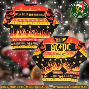 ACDC Ugly Sweater Hells Bells Fire Family Memories And Christmas Gift