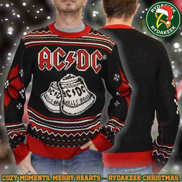 ACDC Ugly Sweater Hells Bells Red Black Family Memories And Christmas Gift