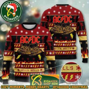 ACDC Ugly Sweater Hells Bells Red Fire Family Memories And Christmas Gift