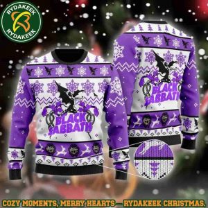 Black Sabbath Purple Snowflakes Logo Ugly Sweater Christmas 2025 Gift For Men And Women