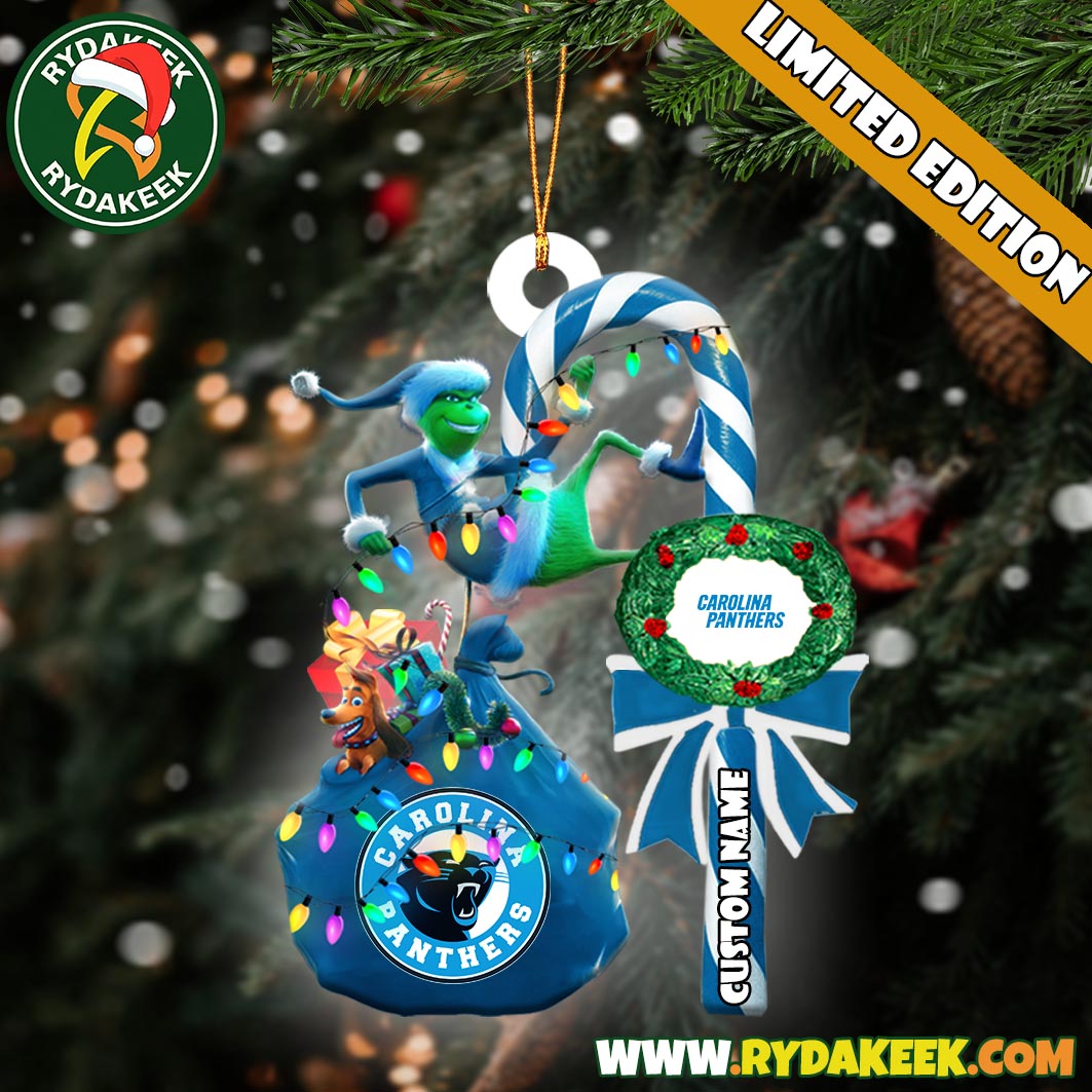 Carolina Panthers NFL Custom Grinch Candy Cane Name Ornament 2025 Xmas Tree Gift Carolina Panthers NFL Custom Grinch Candy Cane Name Ornament 2025 Xmas Tree Gift
